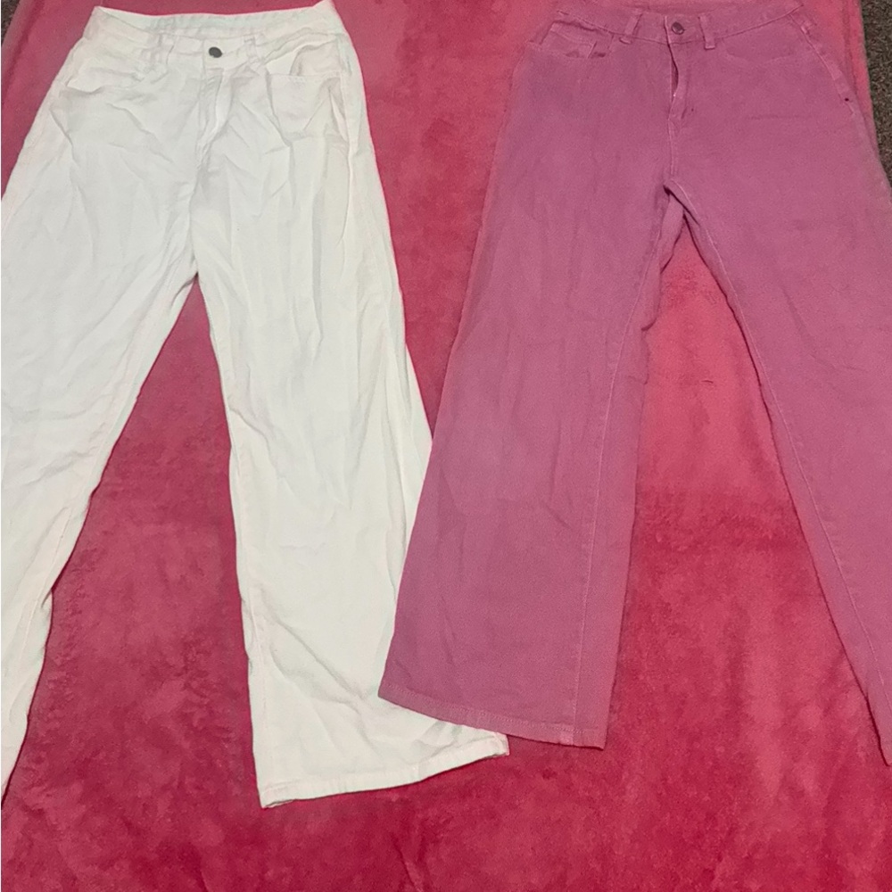 Cute pink and white Zara bundle jeans